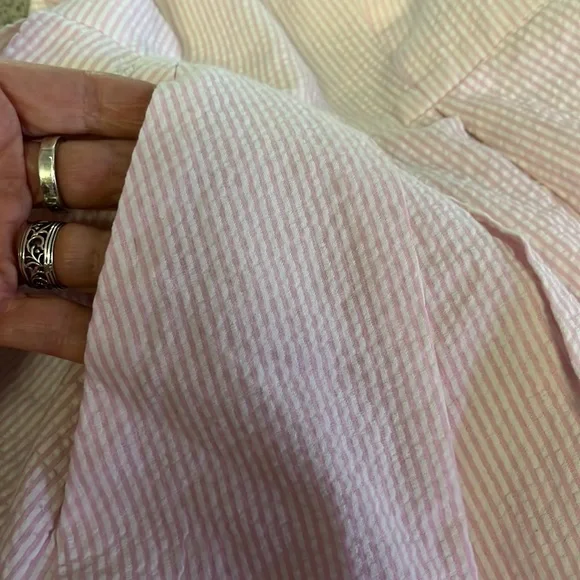 Lauren James Dress The Livingston Oxford Dress Pink Seersucker Bow Tie Back - Picture 8 of 9